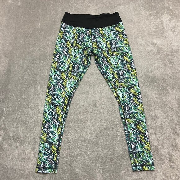 ZUMBA Wear Lovely Leggings Green Multi Splatter Design Size Large - Picture 1 of 11